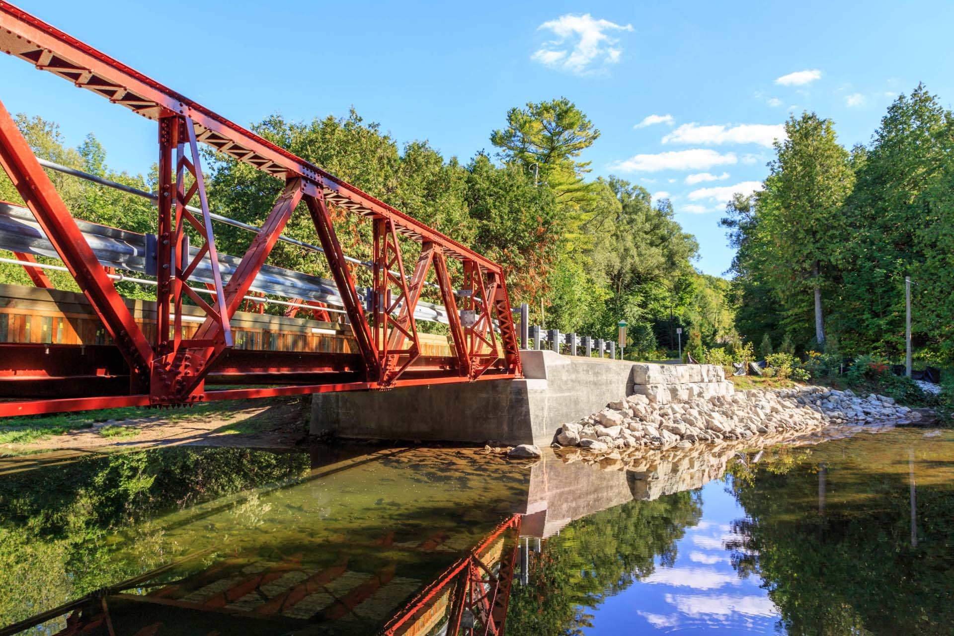 Steel girder bridge over a river