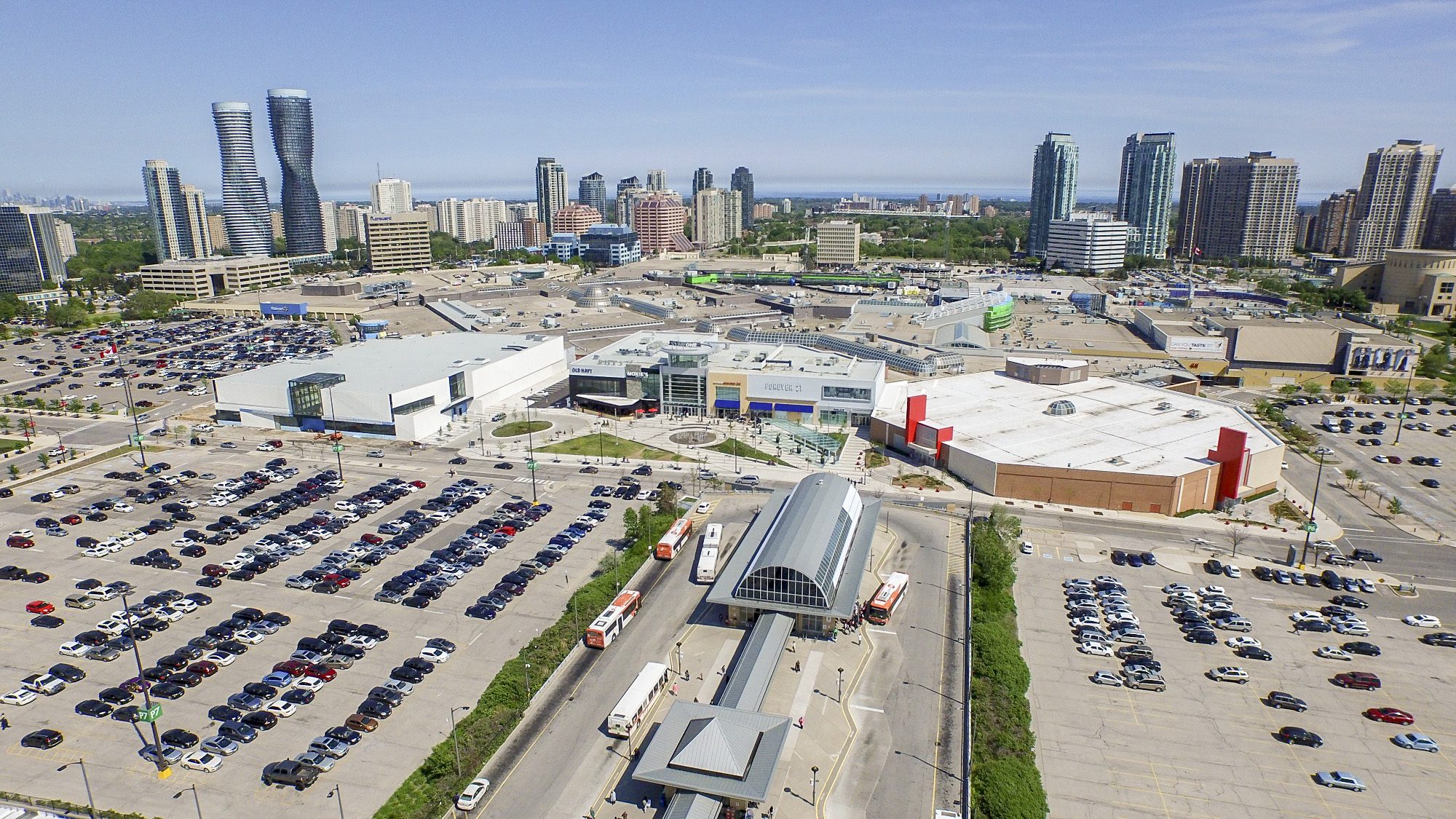Square One Mall Aerial with city in background
