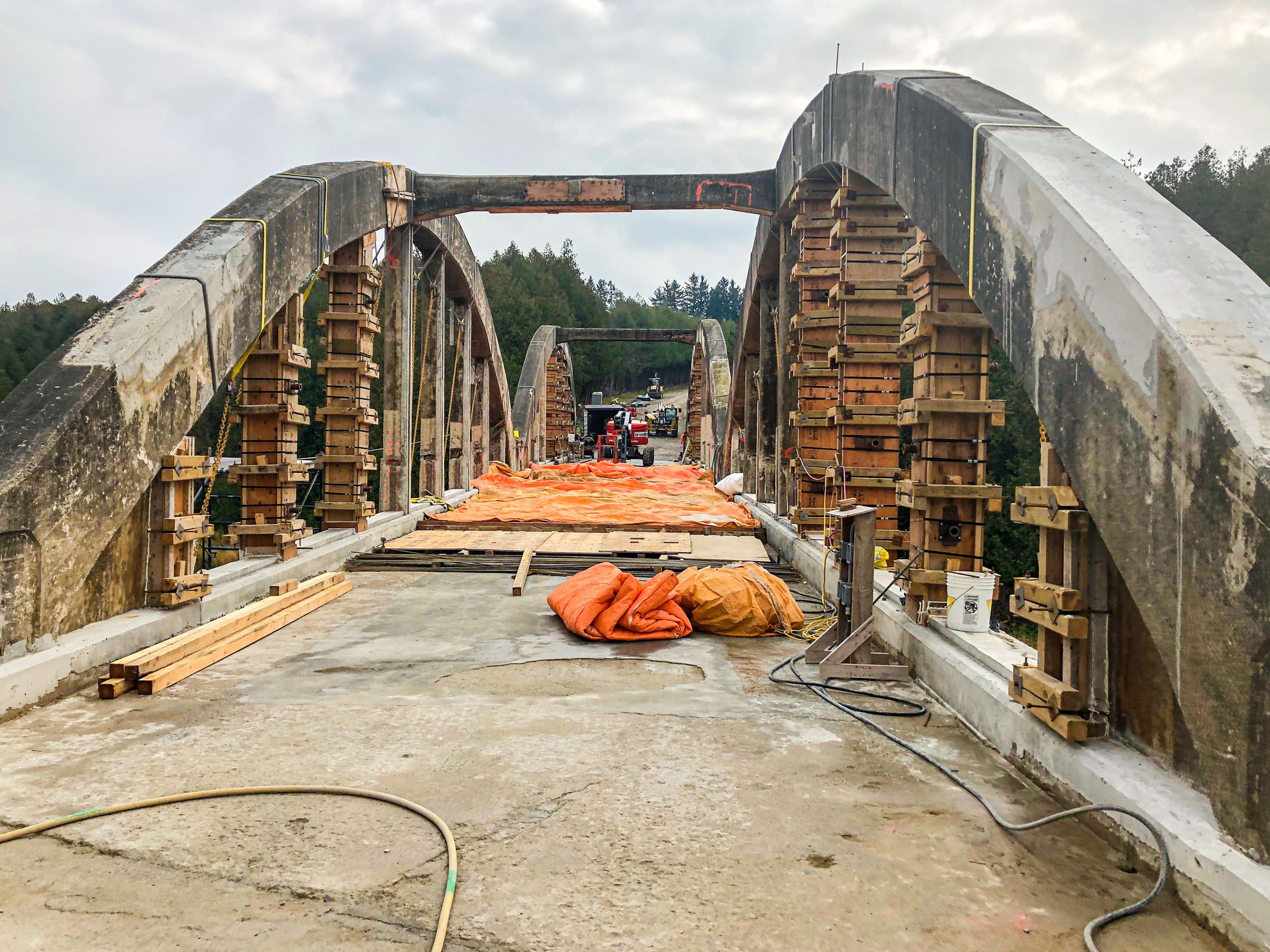 East Garafraxa Bridge 7 During Restoration - Concrete Post Forms and Decking