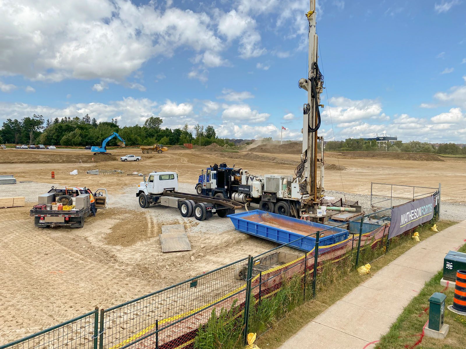 Well Drilling Rig on Construction Site