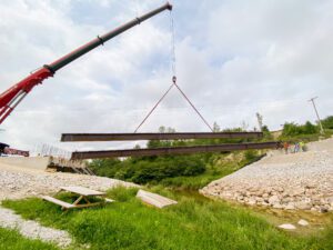 McEwing Bridge Steel Girder Installation with Crane