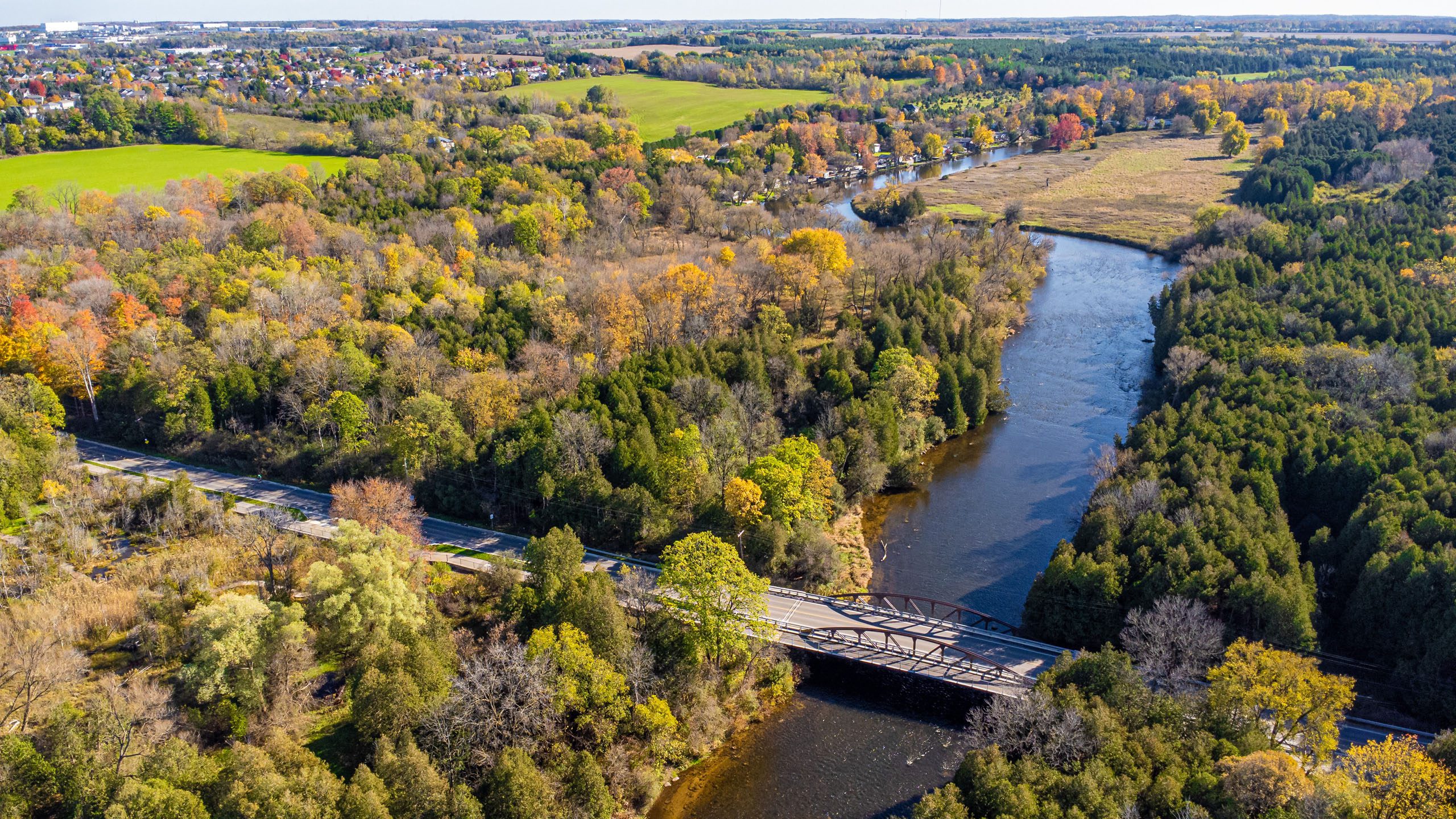 Niska Road Bridge Aerial Facing Down River