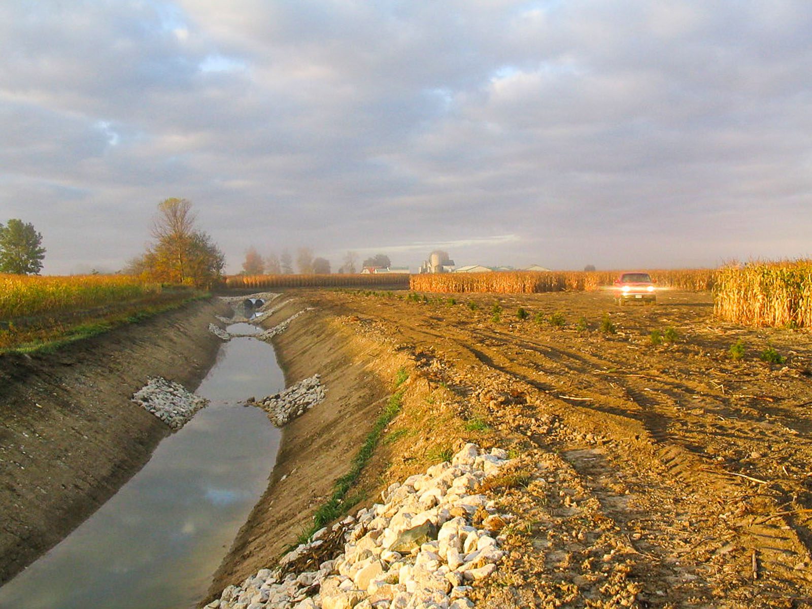 Drainage Ditch Between Farm Fields