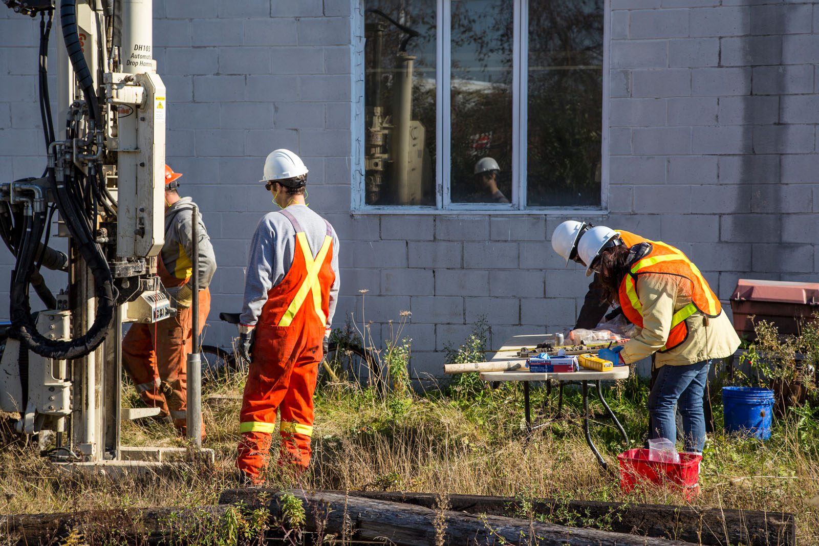 Groundwater drilling crew doing work