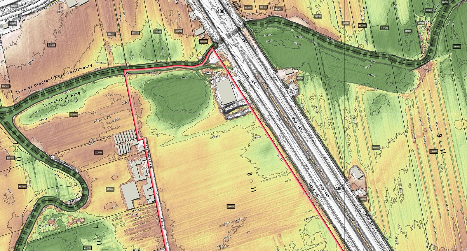 Geomatics Map with colour coded lidar