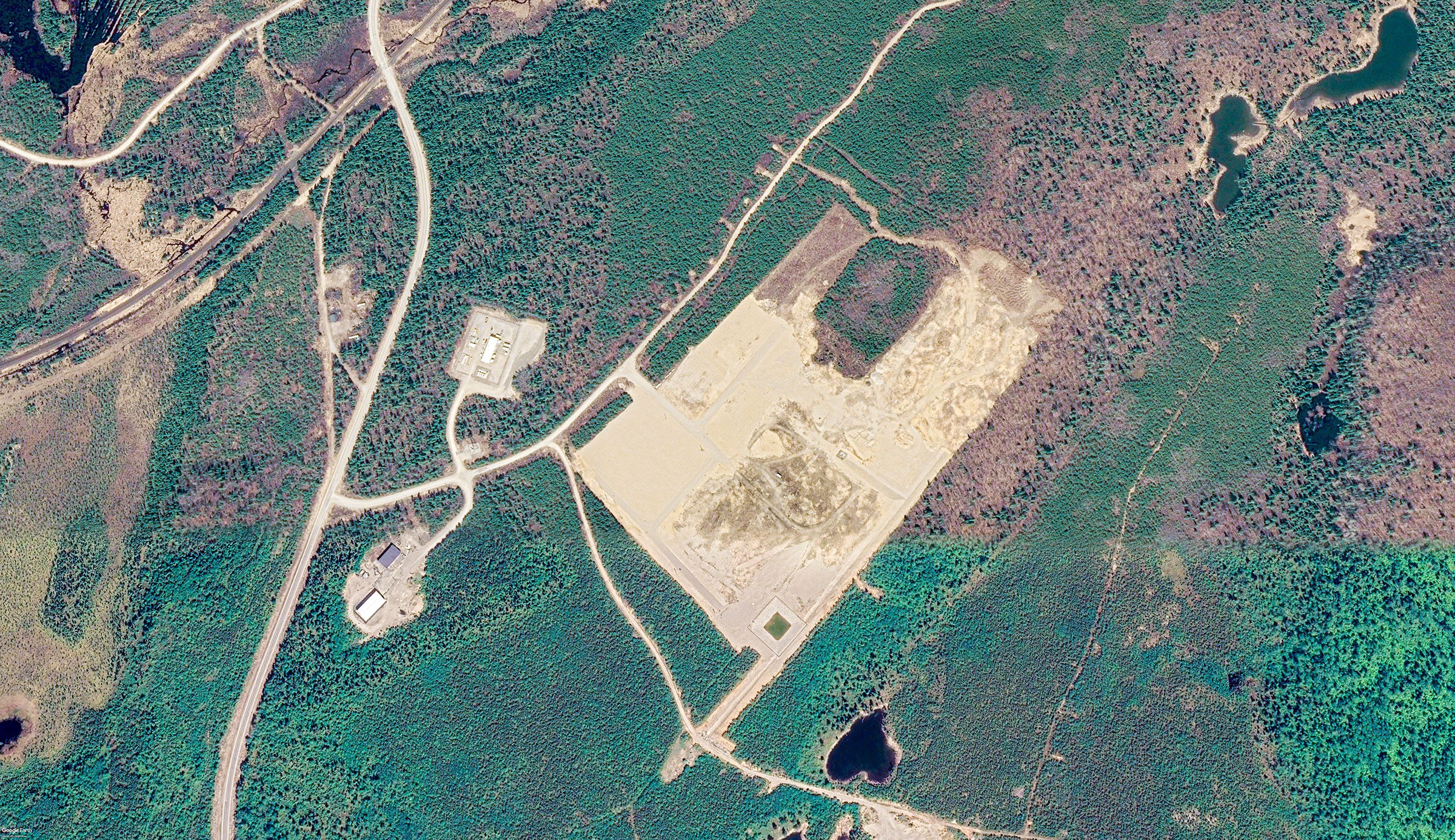 Satellite image of Whitesand First Nation cogeneration plant location